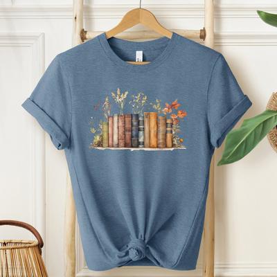 Vintage Books and Flowers T-Shirt: Cottagecore Academia Tee