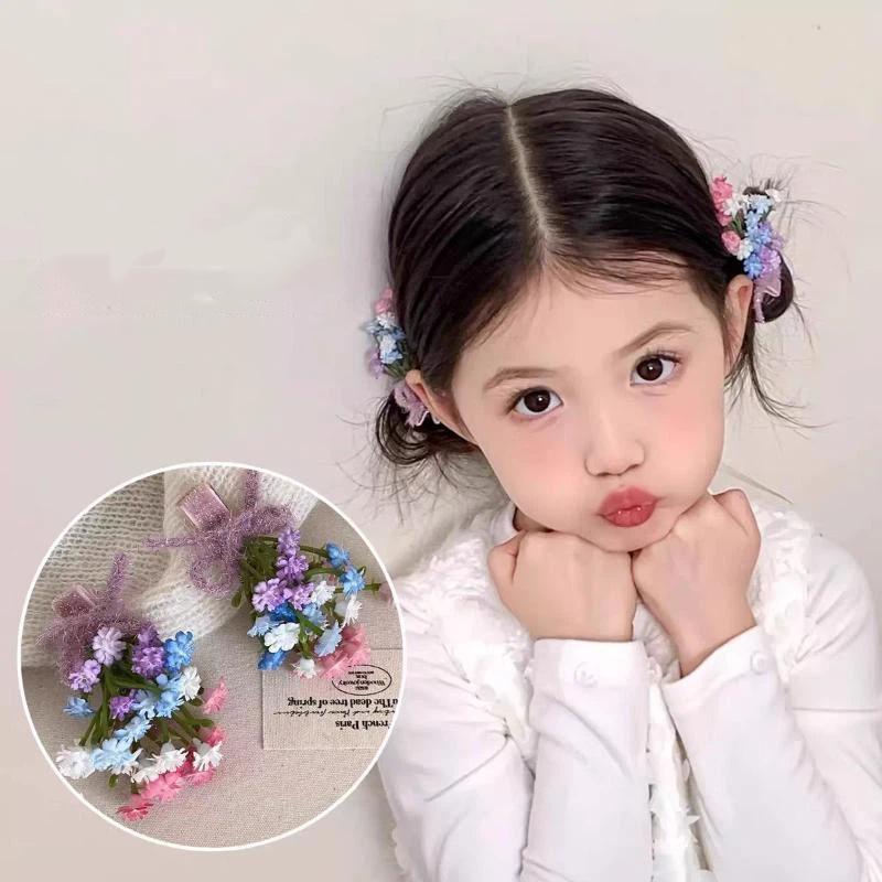 Handmade Floral Fan Hairpin Delicate Colorful Flower Design Anti-Slip Traditional Hair Accessory for Hanfu Travel Photo Shoots