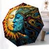 Tiedye Sunflower Utomatic Folding Umbrella Compact 8Rib Design For Outdoor Daily Compact Umbrella And Festive Gift Y274
