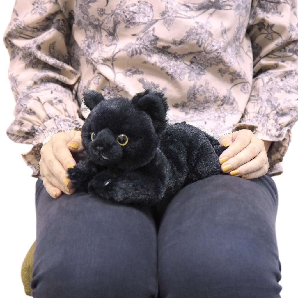 Sun Lemon Knee Cat Plush Toy, Black, SS, 11 X 12 X 29cm, Animal, P-8032