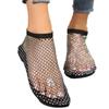 Summer new large size round head sandals with diamonds short boots flat bottom hollow sandals women