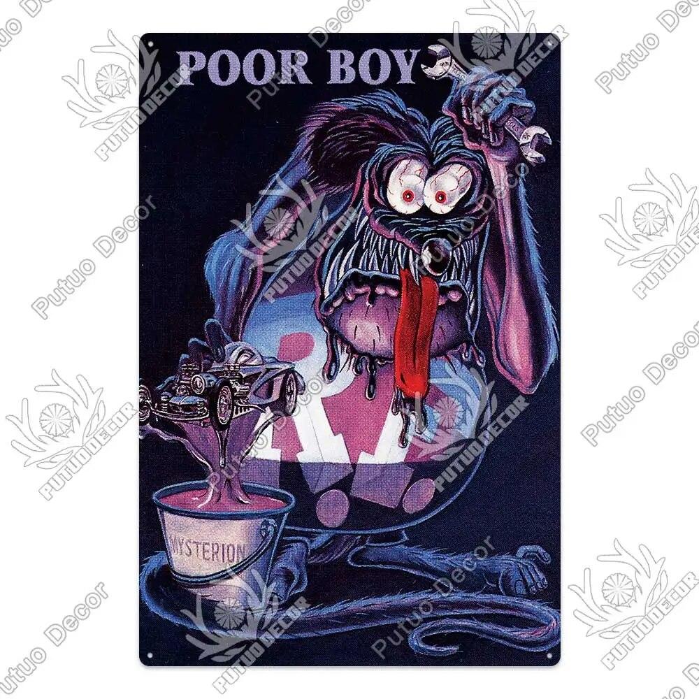 Putuo Decor Rat Fink Modified Car Culture Vintage Metal Tin Sign Decorative Plate for Garage Man Cave Bar Pub Club Decoration
