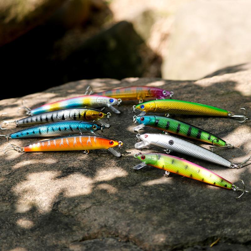 Sougayilang Fishing Baits 10Pcs Minnow Fishing Lures ABS Sinking Diving Swim Crankbait Hard Baits
