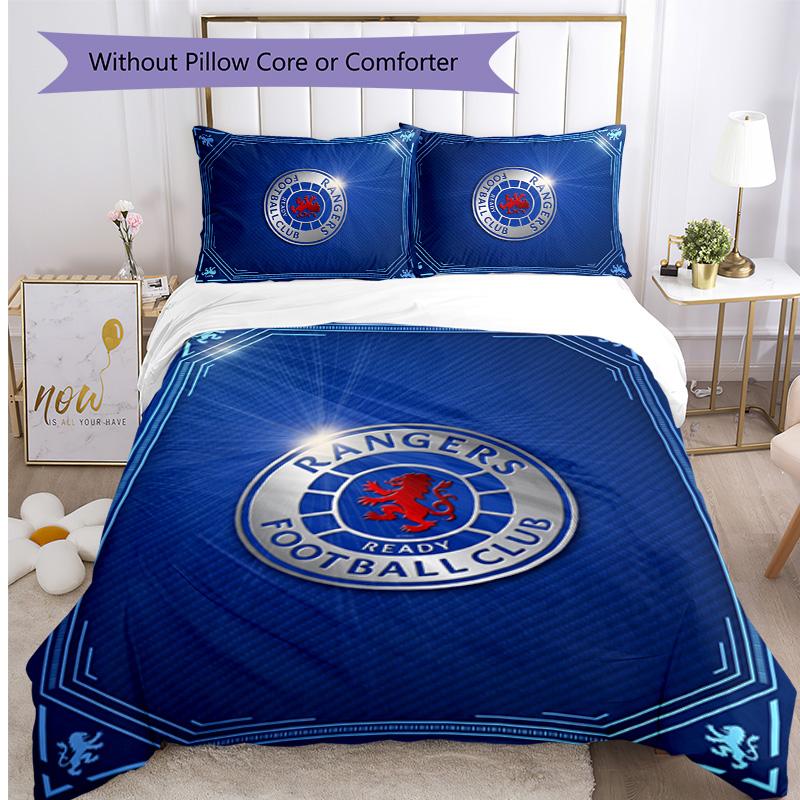 Set Biancheria da Letto Rangers FC Stampato 3 Pezzi Copripiumino Traspirante con Federe Biancheria da Letto Decorativa per Camera da Letto Casa
