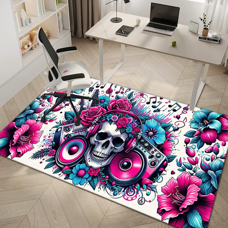 1PC Skull Dark Gothic Pattern printed Carpet Rug for Living Room Bedroom Home Sofa Decoration,Non-slip Floor Mat Floor mat