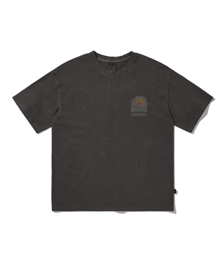 Peullukeu Sunrise Crack Pigment Short Sleeve T-Shirt Dark Gray Fst738
