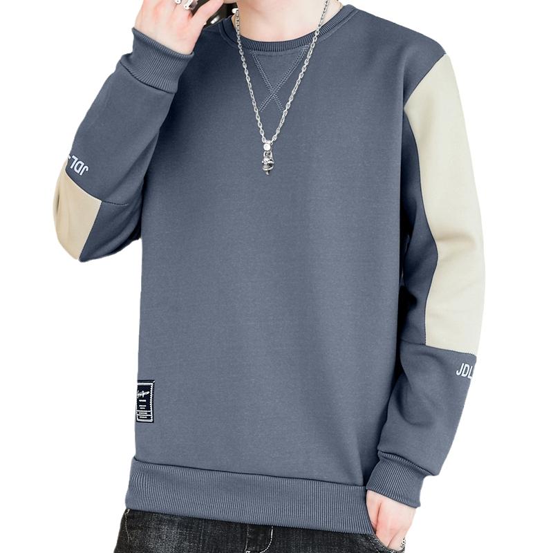 

Осень и Зима Свитшот с Круглым Вырезом Контрастного Цвета Повседневный Мужской С Длинным Рукавом Свободный Модный Повседневный Топ L