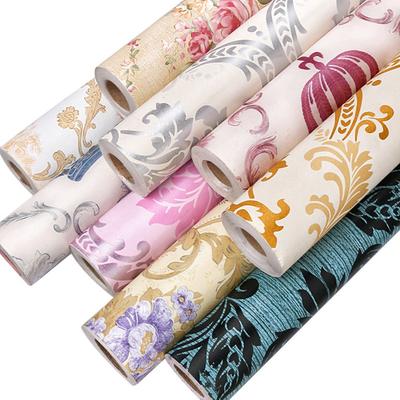 Europäischer Stil Selbstklebende Tapete Wasserdicht Wohnzimmer Schlafzimmer Tapete Blumen Kontaktpapier Heimdekorationsaufkleber