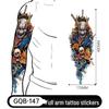 Adesivo Tatuaggio Completo per Braccio Uomo: Design Realistico Impermeabile, Motivo Tigre e Teschio