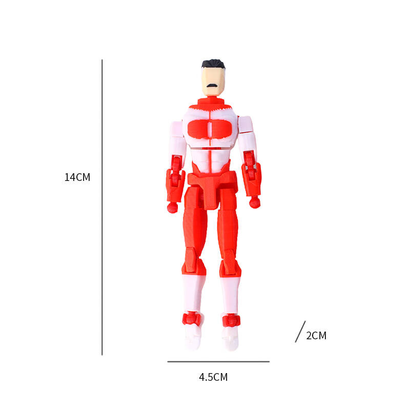 3D Tištěná kloubová akční figurka Invincible Mark Vícekloubový pohyblivý model Sběratelská hračka Pruhovaný design 13 cm