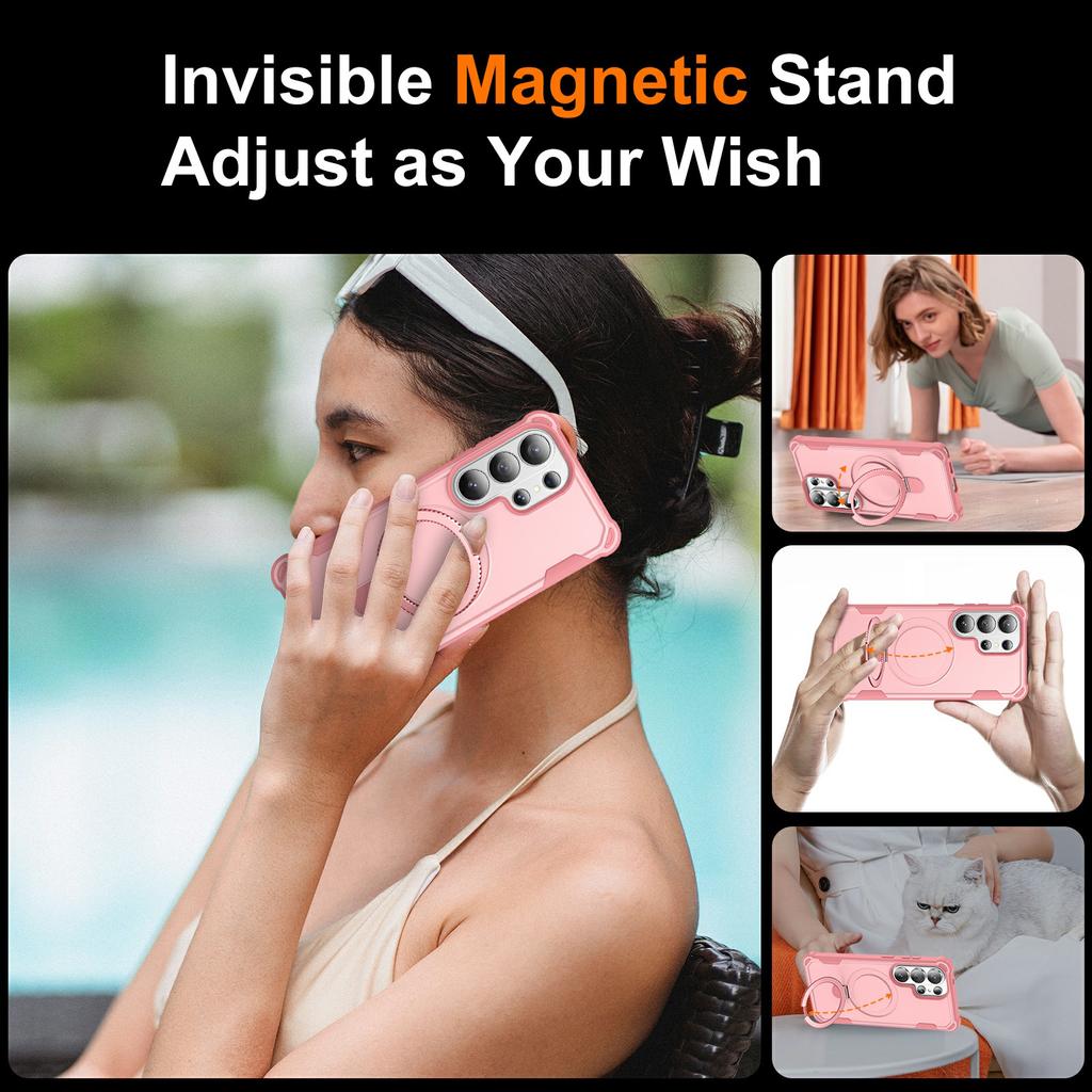 For Samsung Galaxy S26 Ultra Magnetic Case Kickstand TPU + PC Shockproof Phone Back Cover