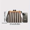 Women's Elegant Black White Striped Crossbody Bag Adjustable Shoulder Strap Versatile Fabric Purse for Work, Fashi Accessory