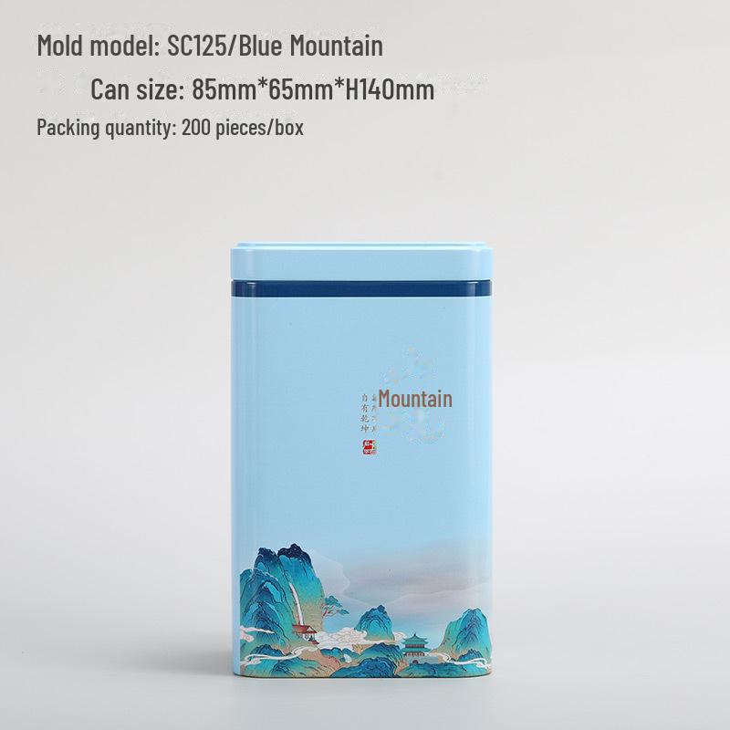 Universal Tea Storage Tin: Square Iron Box, 125g Capacity for White, Black, or Green Tea, Airtight and Empty.