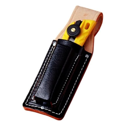 Kozuchi Black Split Leather Cutter Case with Replacement Blades, Embossed, SI-08