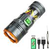 KDULIT LED Strong Light Zoom Flashlight USB Rechargeable Long Range Powerful Torch Working Light Outdoor Fishing Camping Lantern