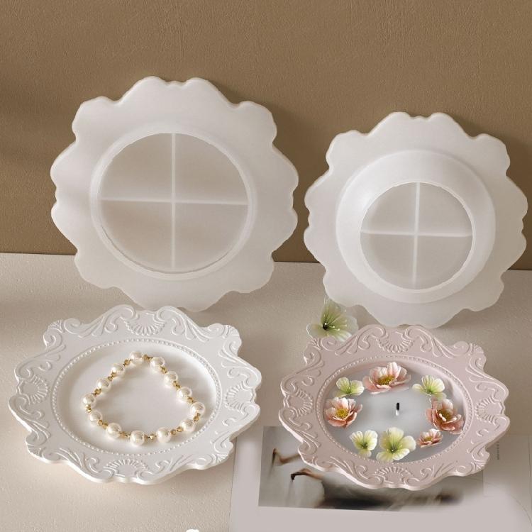 Unique Silicone Mold Party Serving Tray Mold Crafting Plate Moulds Silicone Texture Suitable for Making Home Decoration