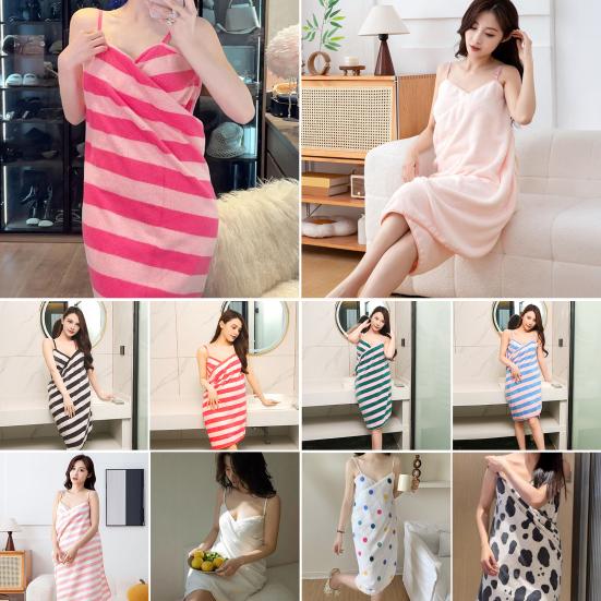 Women Wrap Skirt Bath Towel Striped Print Backless Beachwear Wrap Pool Gym Beach Spa Wrap Towel Swimwear Cover-up