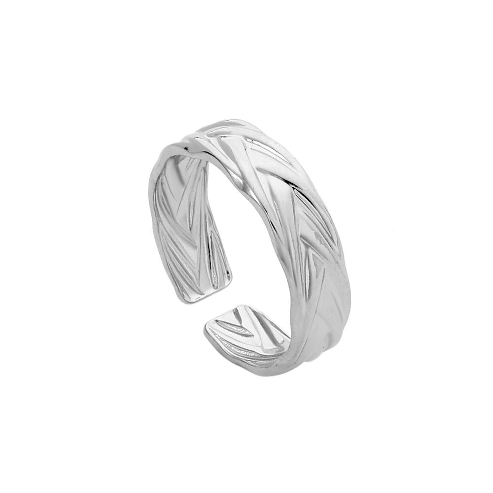 Women's Hollowed-out Non-fading Open Ring Women's Niche Design Simple Stainless Steel Plain Ring Couple Ring