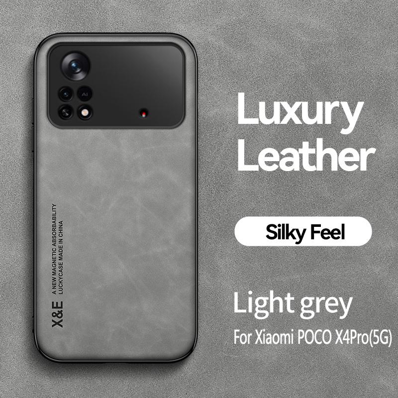 For Xiaomi Poco M4 Pro 4G Case Car Magnetic Holder Leather Armor Phone Cases For Pocco Poko Little M4Pro M 4 Pro Back Cover