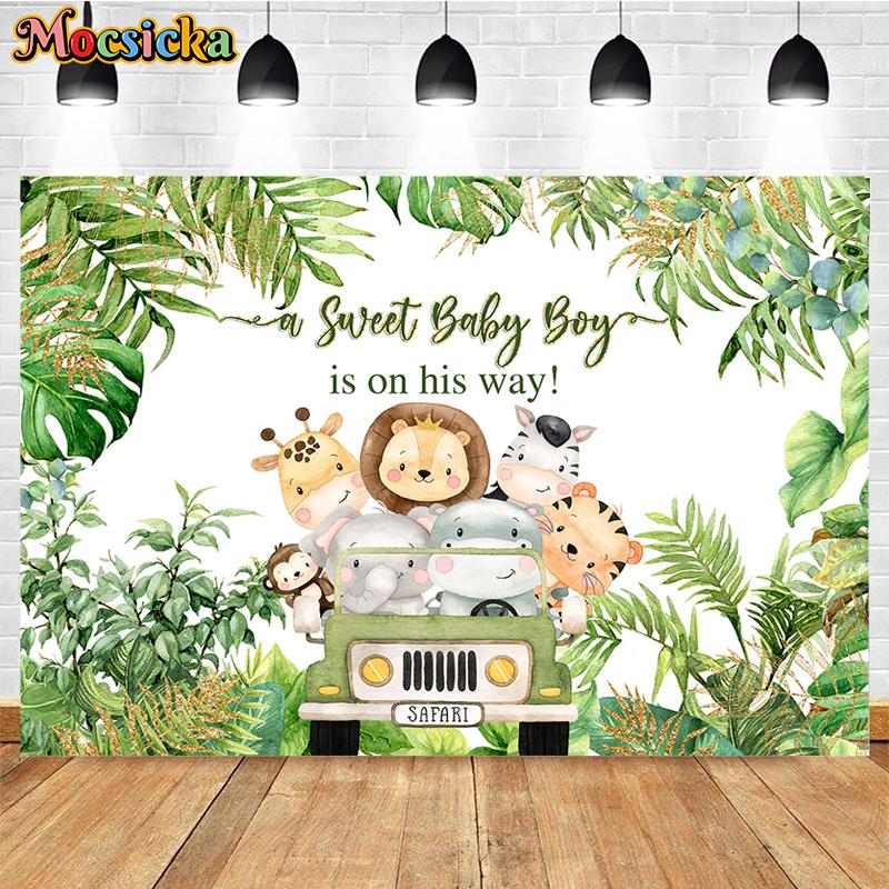 Mocsicka Safari Birthday Party Photography Background Forest Jungle Baby Shower Children Customized Photo Backdrop Banner