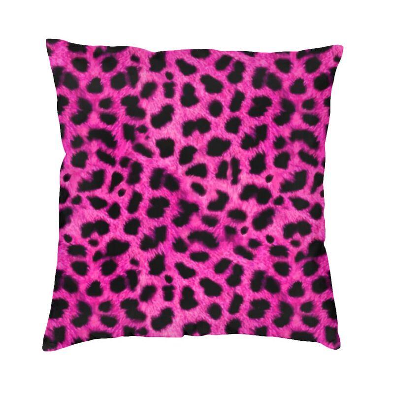 Leopard Cheetah Fur Hide Print Pink Pattern Square Pillow Case Home Decorative Cushions Throw Pillow Car Doublesided Printing