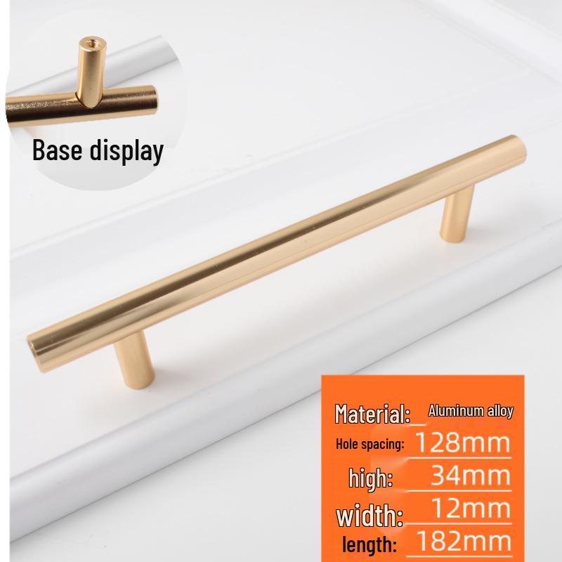 Nordic Minimalist Gold Aluminum Round Bar Handle for Cabinets & Wardrobes