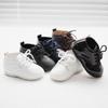 Mehrfarbige PU-Leder-Babyschuhe, Britischer Stil, Weiche Sohle, Rutschfest, Schnürung vorne.