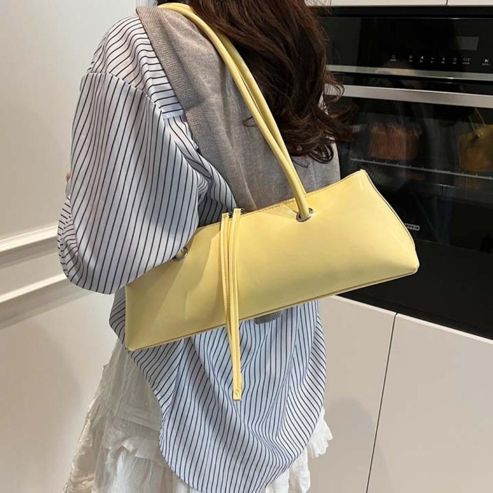 Y2K French Stick Handbag Solid Color Texture Underarm Bags All-match PU Shoulder Bag  Women