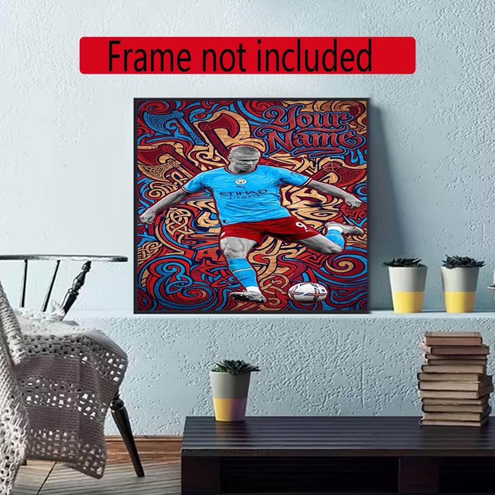 Haaland Customize Your Name Diamond Painting Round Diamond Diy Frameless Holiday Artwork Suitable For Home Office Wall Decoration