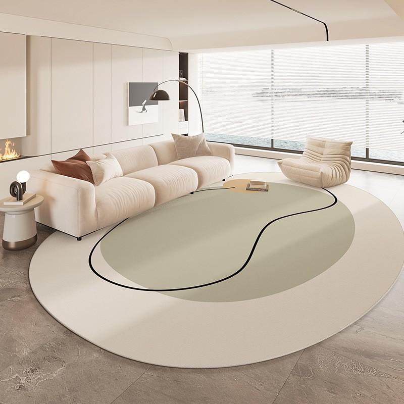 Modern Abstract Irregular Shape Area Rug Living Room Bedroom Non-Slip Washable Floor Mat Minimalist Cream Style