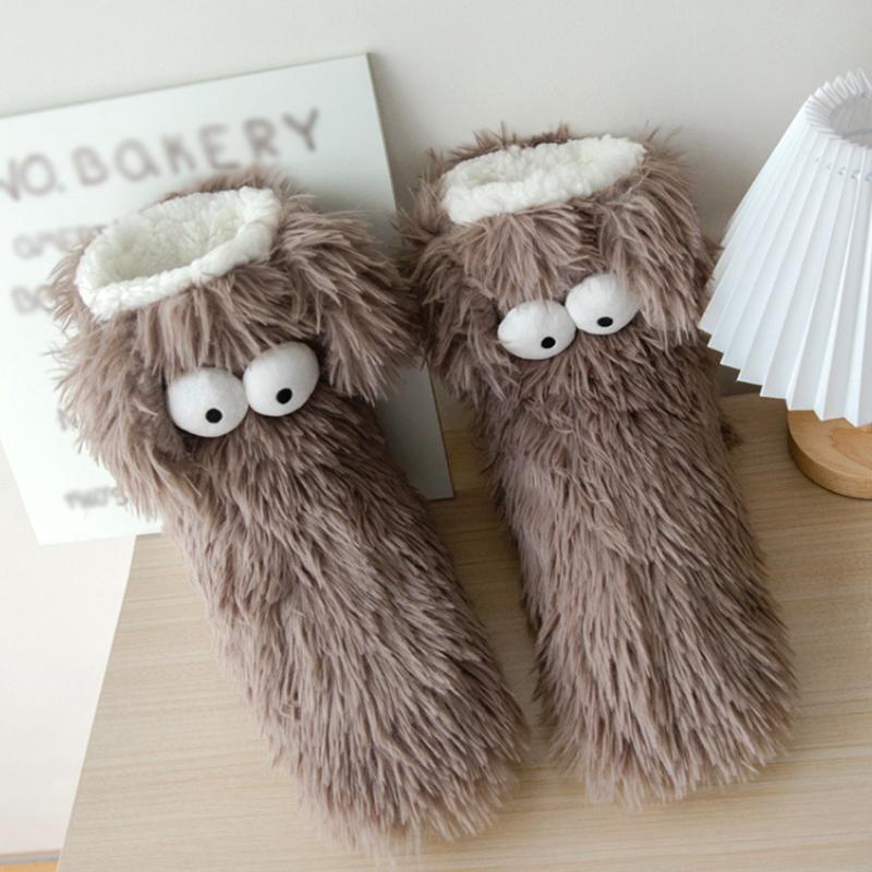 1 pár Vnitřní pantofle Jedna velikost Podkolenky na podlahu Teplé podkolenky do půl lýtka Vtipný protiskluzový design podrážky Fleecová podšívka Vícebarevné