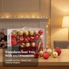 102 Pieces Holiday Decor Lightweight Christmas Tree Ornament Assortment Glittery
