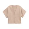 Womens Minimalist Knit Cardigan V-neck 5 Sleeve Button Detail Street Style Solid Color Top