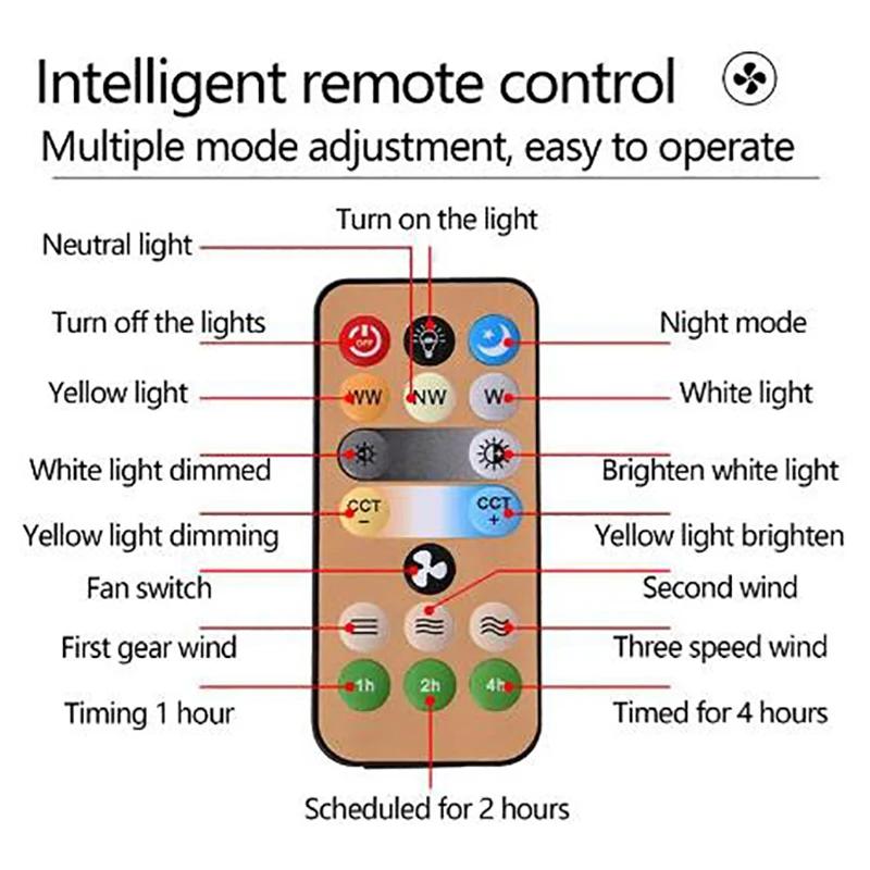 3In1 30w Ceiling Fan with Lighting Lamp Rotatable E27 Converter Base with Remote Control for Bedroom Living Home Silent AC85-265