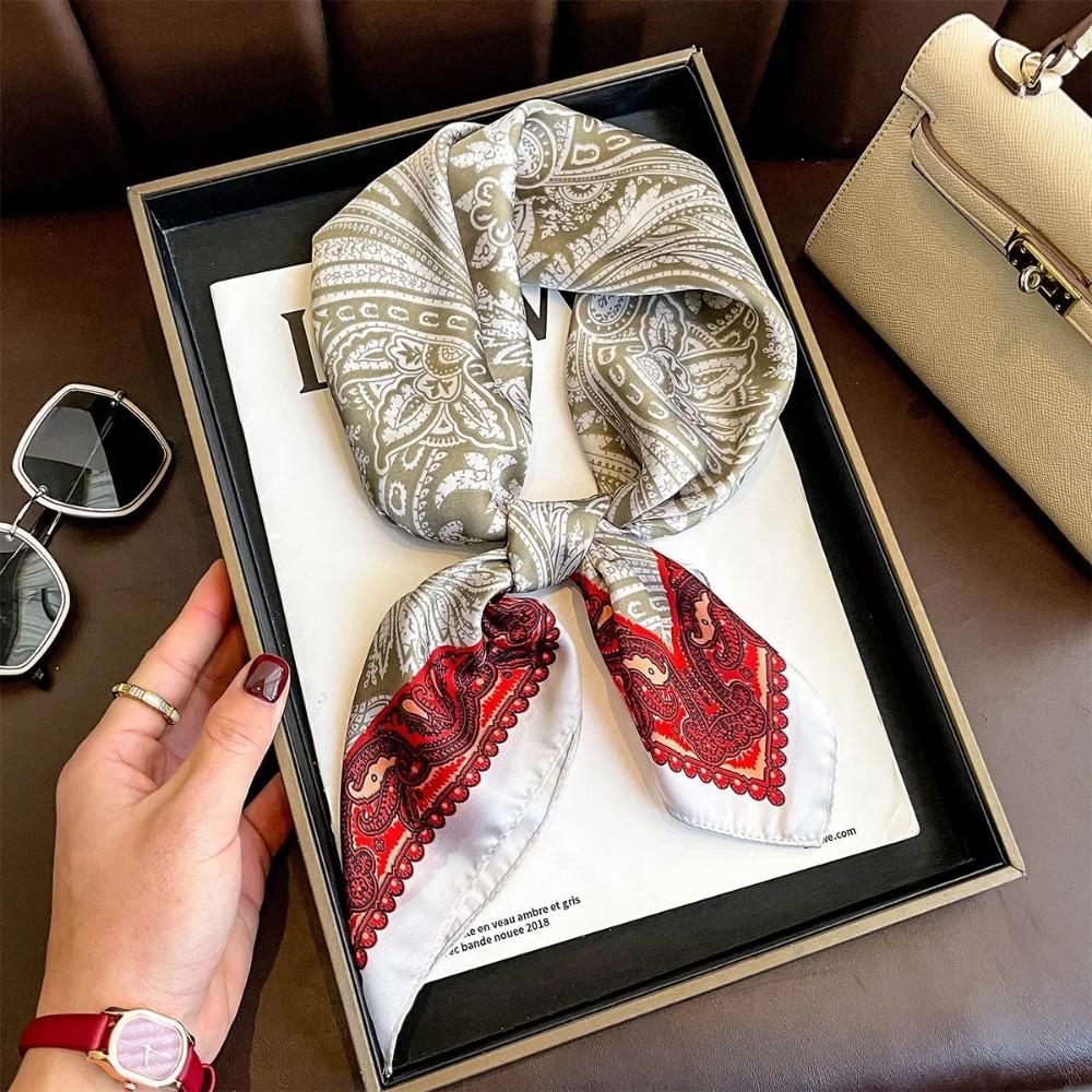 Fashion Luxury Brand 70cm Silk Feel Square Scarf Women Neck Tie Female Hair Bandana Headkerchief Shawl Wrap Hijab Echarpe