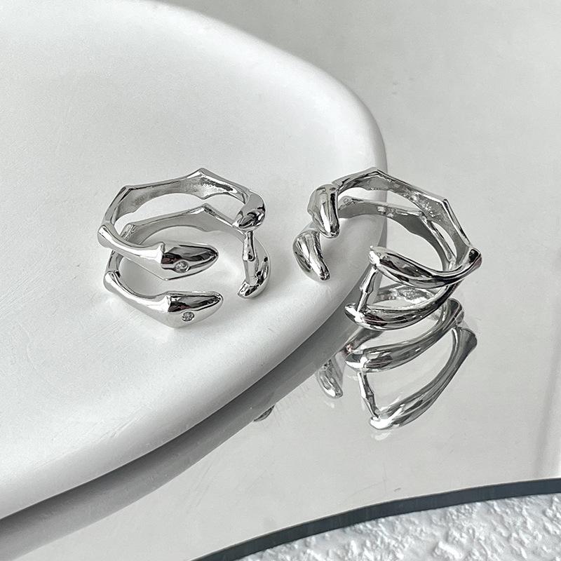 Niche Design Double-Layer Simple Fashion Cold Wind High Sense Zir*****Pen Ring Female Personality Trend