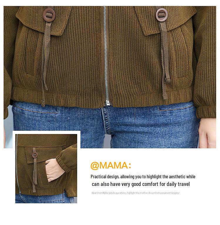 Mom's Spring 2025 Hooded Short Jacket for Women, Fashionable Casual Wear for Middle-Aged & Elderly