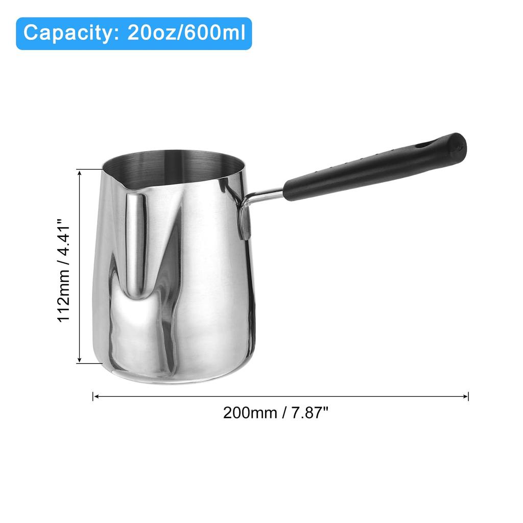 uxcell Coffee Pot, 20oz600ml, Stainless Steel Coffee Warmer, Coffee Maker, Butter Warmer, Coffee Heater, Milk Dissolving Pot with Spot