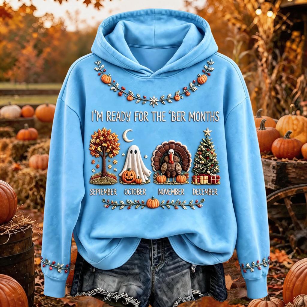 Women's Fall Themed Pullover Hoodie Casual Long Sleeve Sweatshirt for Everyday Wear