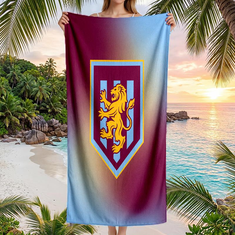 Aston Villa Football Beach Towel Soft Microfiber Summer Towel Quick Dry Absorbent Towel for Beach Swimming Pool Travel