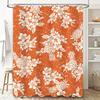Summer Pineapple Hibiscus Print Shower Curtain Orange White Floral Decorative Bathroom Liner Water-Resistant Fabric for Bathtub/