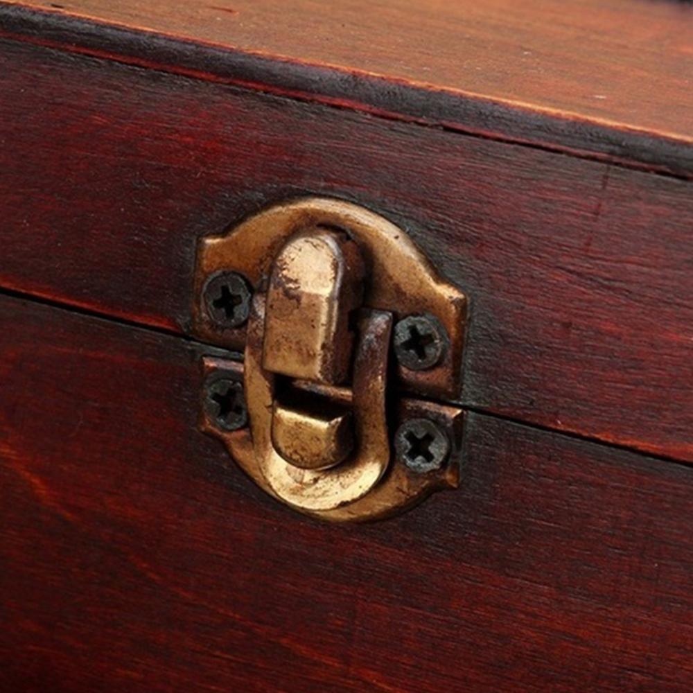 Vintage Wooden Storage Box Treasure Jewelry Container Organizer Retro Pirate Jewelry Trinket Display Case Box Desk Decoration