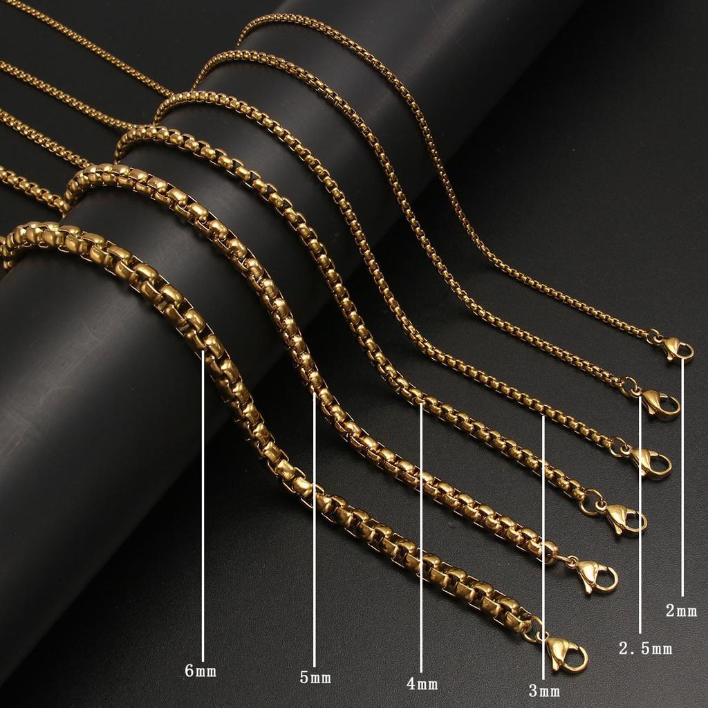 316L Stainless Steel Round Box Link Chain Necklace For Men Barrel Chain Toscano Punk Style Jewelry Accessories