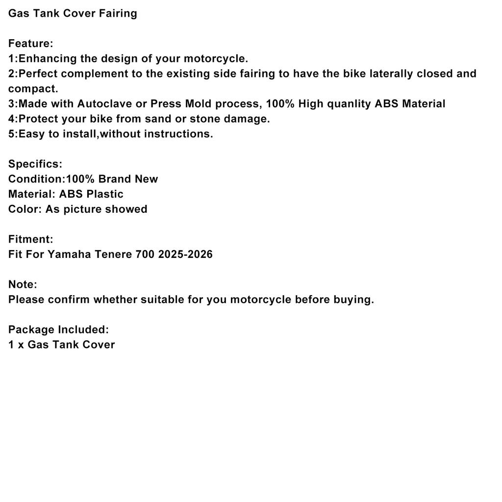 Gas Tank Cover Fairing Protector For Yamaha Tenere 700 2025-2026 Carbon