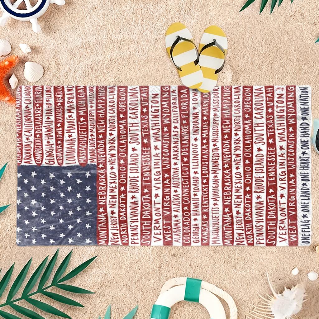 Written with the Fifty States of America Beach Towel Small To Large Quick Dry Sand Free Beach Suit for Fitness Yoga Gym Camping