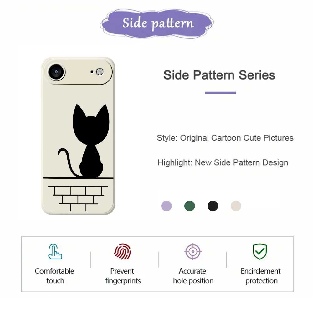 For iPhone 17 Air Case Black Cat On the Wall Pattern Printing Straight Edge TPU Phone Back Cover