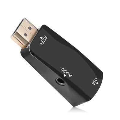 Przejściówka konwertera 1080P HDMI na VGA + gniazdo audio-wideo 3,5 mm full HD na komputer PC