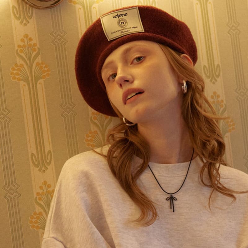 

leterie LR LABEL KNIT BERET_BURGUNDY FREE