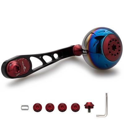 ERHÖHTE 65/75mm & 80/90mm Rollengriffe mit 38mm/45mm Griffknäufen für Shimano, Daiwa und Abu Baitcasting-Rollen, Aurora Ach Serie (65mm/75mm Griff