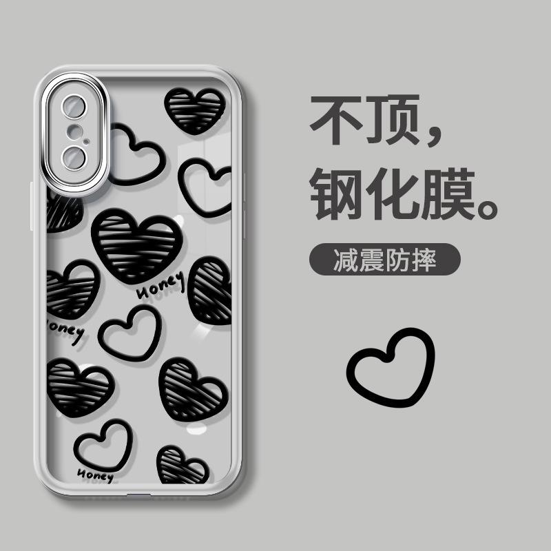 Applicable to Apple 11 mobile phone case 11promax with its own lens film 11pro graffiti love 11/11 women's high